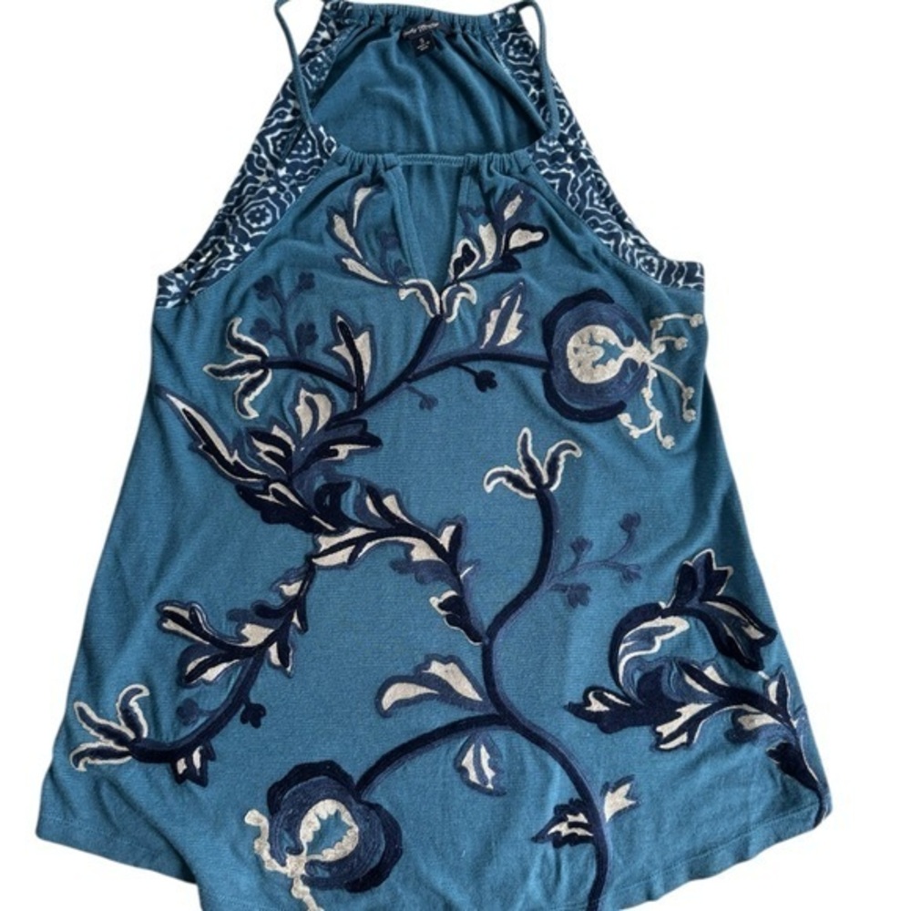 Lucky Brand Blue and White Floral Tank Top